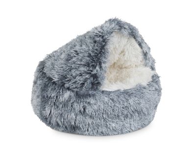 Soft Plush Cat Cave Bed - Grey