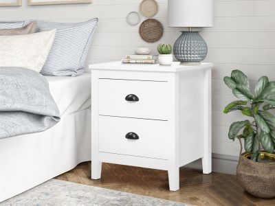 Congo Bedside Table with 2 Drawers - White