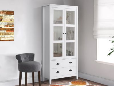 Congo Display Cabinet with 2 Drawer - White