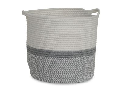 Cotton Rope Basket - White + Grey