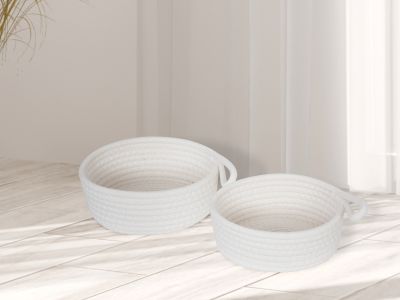 Cotton Rope Basket - Set of 2 - White