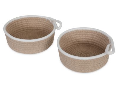 Cotton Rope Basket -Set of 2 - Khaki