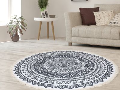 Mersey Bohemian Floor Rug - Black