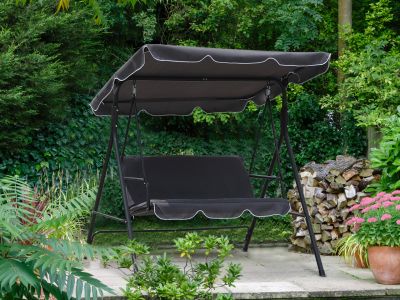 Outdoor Patio Garden 3 Seater Swing Seat Chair - Grey