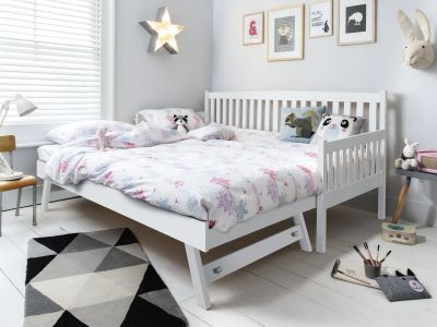 Herbert Single Wooden Trundle Bed Frame - White