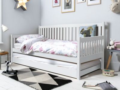 Herbert Single Wooden Trundle Bed Frame - White