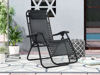 Outdoor Camping Chair Sun Lounger - Black