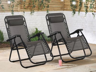 Outdoor Camping Chair Sun Lounger - Set of 2 - Brown