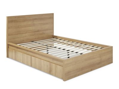 Harris Double Wooden Bed Frame with Storage - Oak