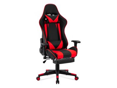 Detroit Gaming Chair with Footrest - Black + Red
