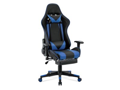 Detroit Gaming Chair with Footrest - Blue + Black