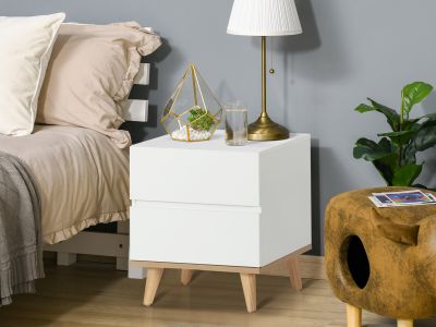 Hudson Wooden Bedside Table  - White 