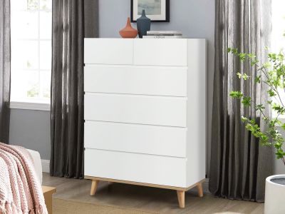 Hudson 6 Drawers Tallboy - White