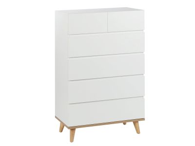 Hudson 6 Drawers Tallboy - White