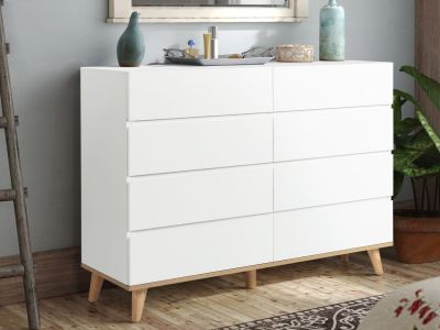 Hudson 8 Drawers Lowboy - White 