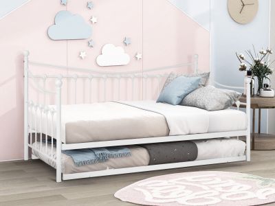 Hartz Single Metal Trundle Bed Frame - White