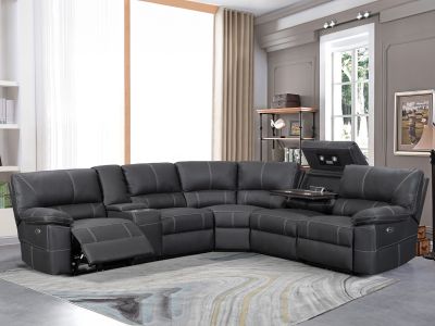 Kingston Electric Recliner Corner Sofa - Black