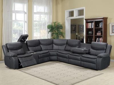 Mandan Electric Recliner Corner Sofa - Black