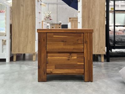 Harmon Solid Wood Bedside Table - Rustic Java