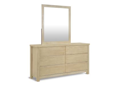 Martos Solid Wood 6 Drawer Dresser with Mirror - Briar Smoke