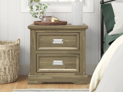 Hadley Solid Acacia Wood Bedside Table - Emerland Grey