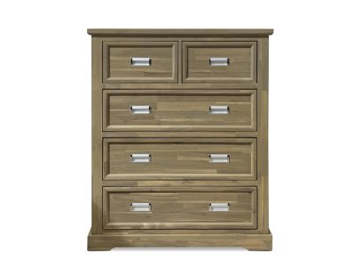 Hadley Solid Acacia Wood 5 Drawer Tallboy - Emerland Grey