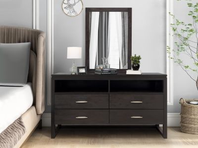 Cabos Solid Wood 4 Drawer Dresser with Mirror - Mocha