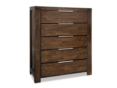 Jarvis Solid Wood 5 Drawer Tallboy - Caramel