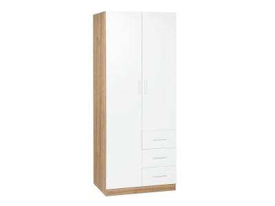 Harris 2 Door Wardrobe with 3 Drawers - Oak+White 