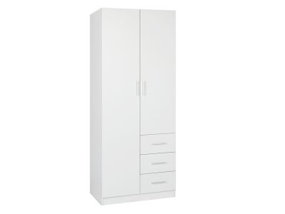 Tongass 2 Door Wardrobe with 3 Drawers - White