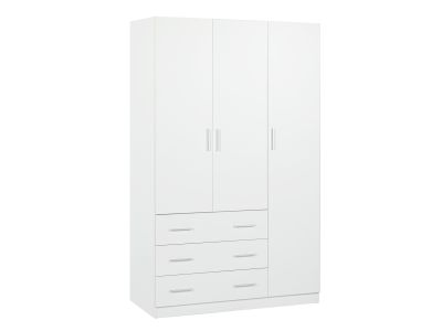 Tongass 3 Door Wardrobe with 3 Drawers - White