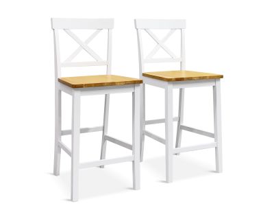 Selena Bar Stool - Set of 2 - Oak + White