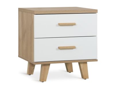 Alton Bedside Table - Natural + White 