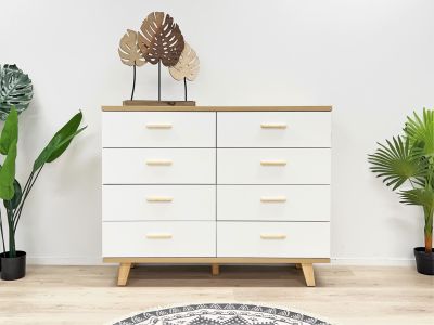 Alton Low Boy 8 Drawers - Natural + White