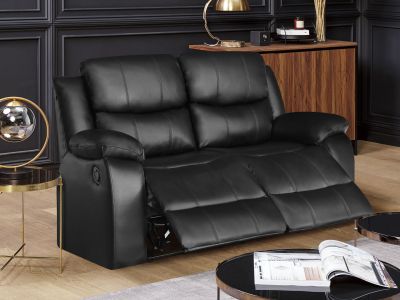 Wilson Manual 2 Seater Recliner Sofa - Black