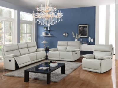 Wellsford Manual Leather Recliner Sofa Set - Grey