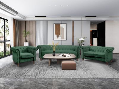Chesley 3 Piece Sofa Set - Green