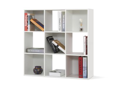 Kivu Bookshelf 9 Cube Bookcase Stand Rack - White