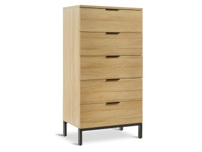 Ocala Tallboy 5 Drawer Chest Dresser - Oak