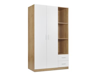 Harris 3 Door Wardrobe with Drawers - Oak + White