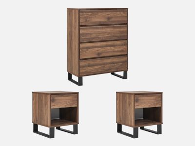 FROHNA Bedroom Storage Package with Tallboy - WALNUT