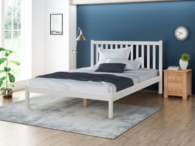 BAKER Queen Wooden Bed Frame - WHITE
