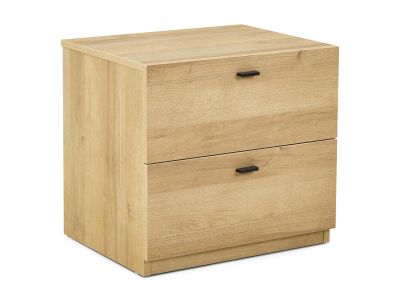 HEKLA Wooden Bedside Table Nightstand with 2 Drawers - OAK
