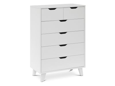 Schertz Wooden Tallboy 6 Drawers - White