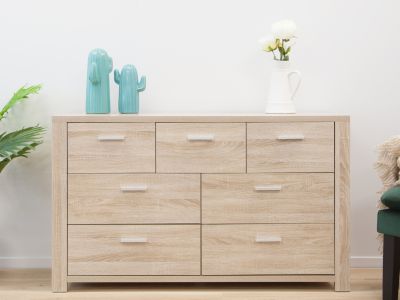 Sagano Low Boy 7 Drawers - Oak