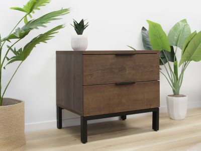 Ocala Wooden Bedside Table - Walnut