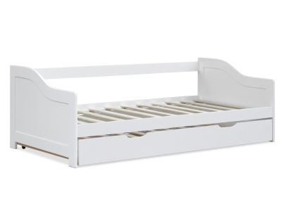 Laila Single Wooden Trundle Bed Frame - White