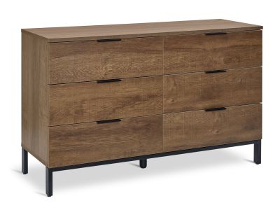 Ocala Low Boy 6 Drawer Chest Dresser - Walnut