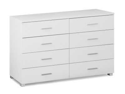Bram Low Boy 8 Drawer Chest Dresser - White