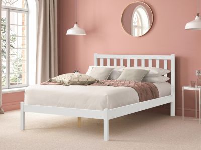 BAKER Double Wooden Bed Frame - WHITE